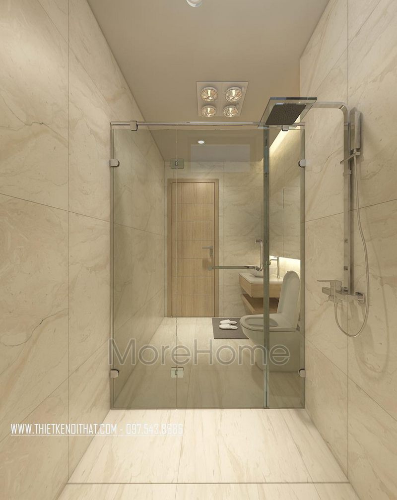 Vách kính nhà tắm chung cư  Mandarin Garden 2 tại Tân Mai